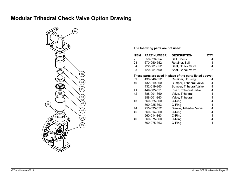 Modular trihedral check valve option drawing | SANDPIPER S07 User Manual | Page 25 / 35