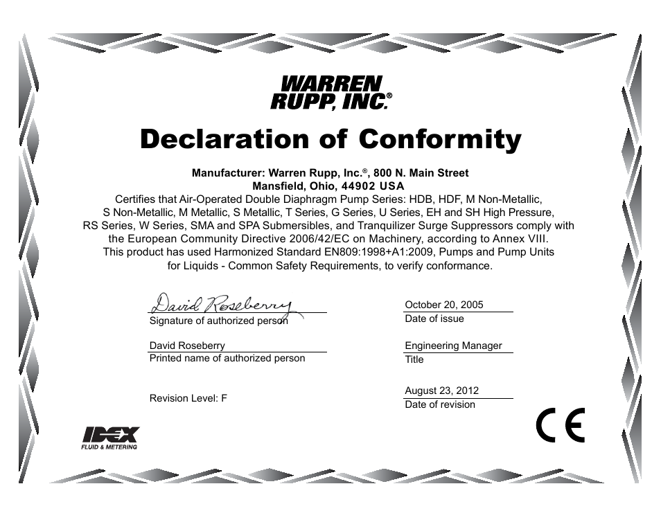 Declaration of conformity | SANDPIPER S10 User Manual | Page 30 / 30