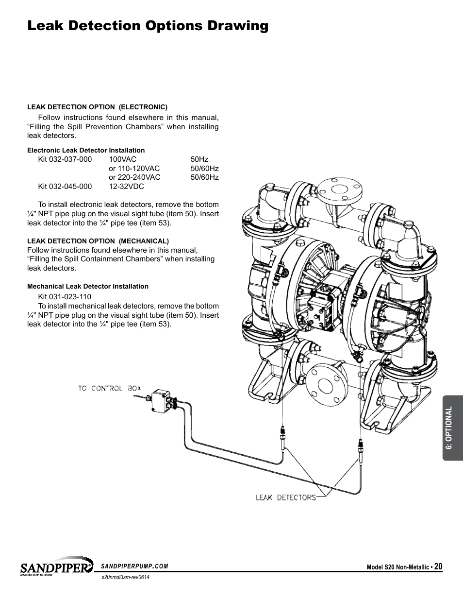 Leak detection options drawing | SANDPIPER S20 Non-Metallic User Manual | Page 23 / 25