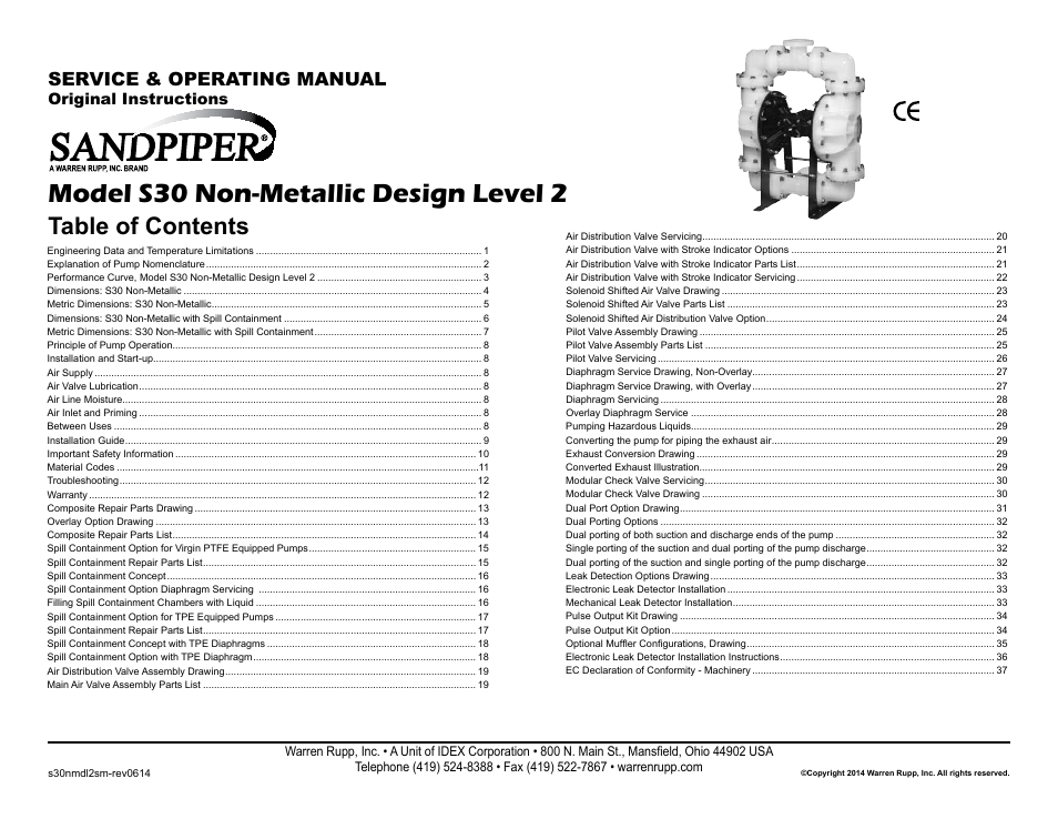 SANDPIPER S30 Non-Metallic User Manual | 39 pages