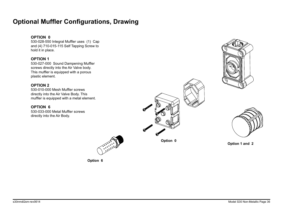 Optional muffler configurations, drawing | SANDPIPER S30 Non-Metallic User Manual | Page 38 / 39
