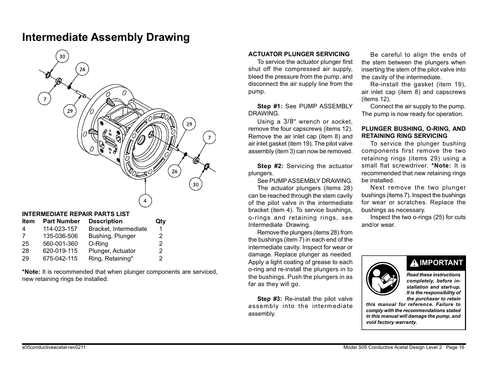 Intermediate assembly drawing | SANDPIPER S05 Non-Metallic User Manual | Page 18 / 26
