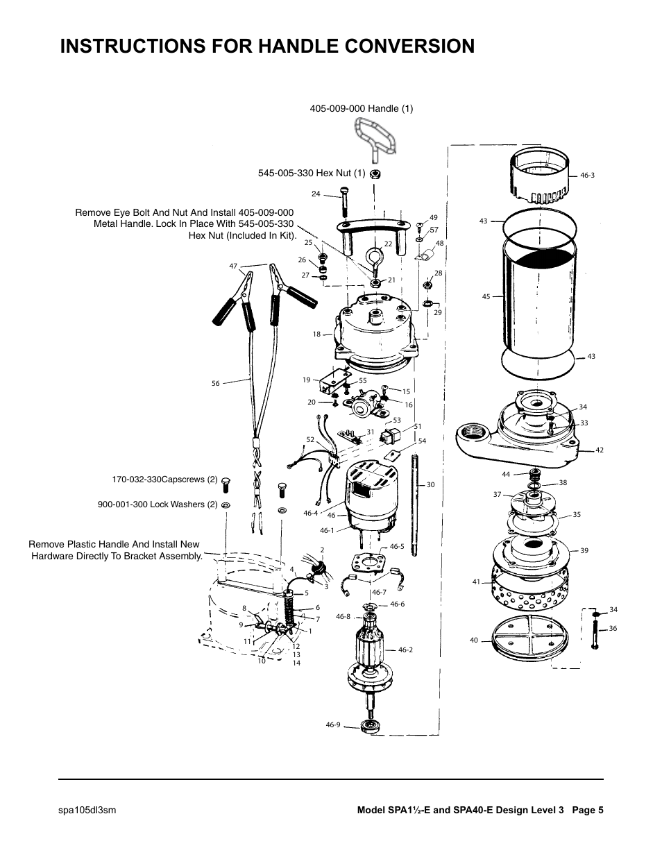 Instructions for handle conversion | SANDPIPER SPA40-E User Manual | Page 5 / 5