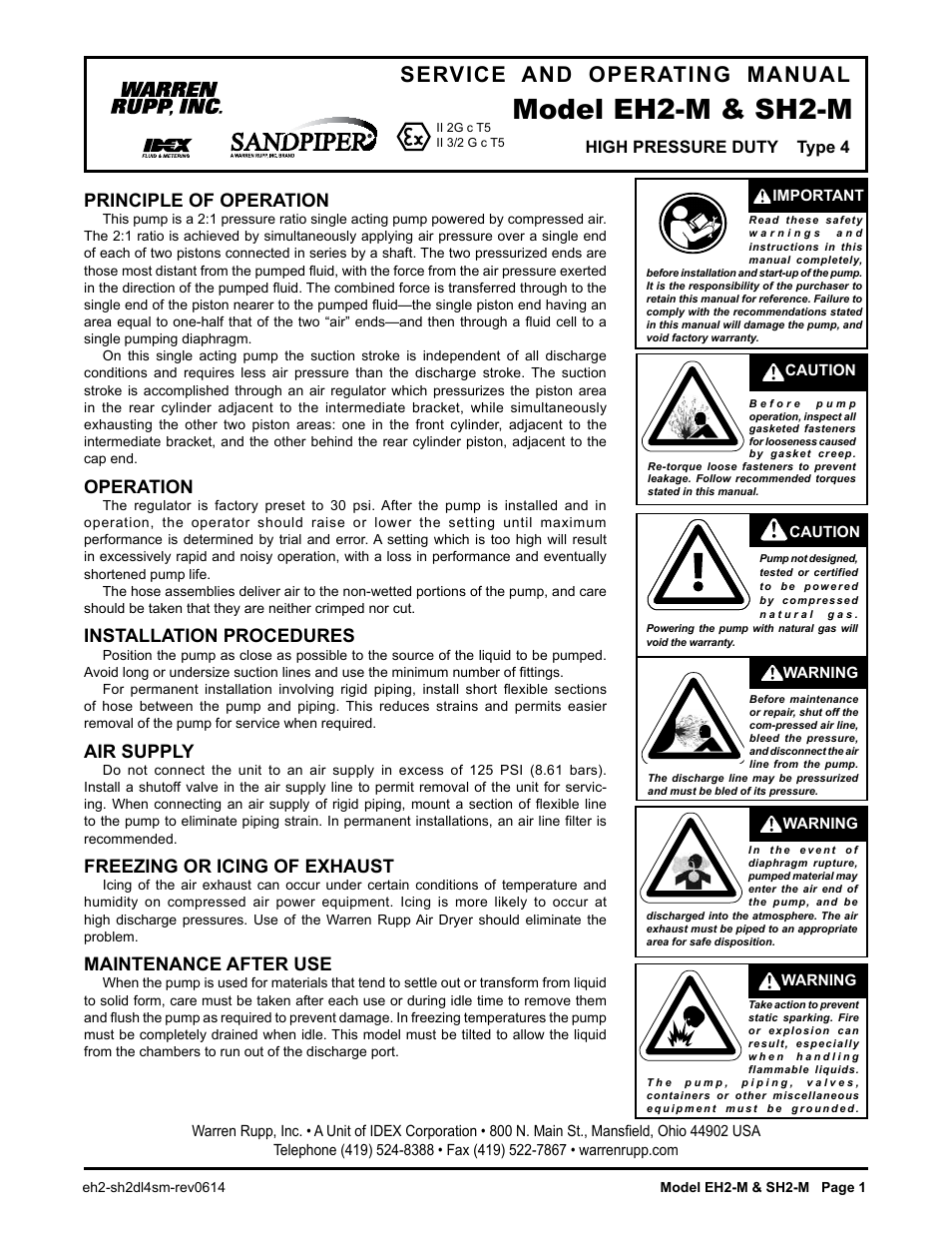 SANDPIPER SH2-M User Manual | 11 pages