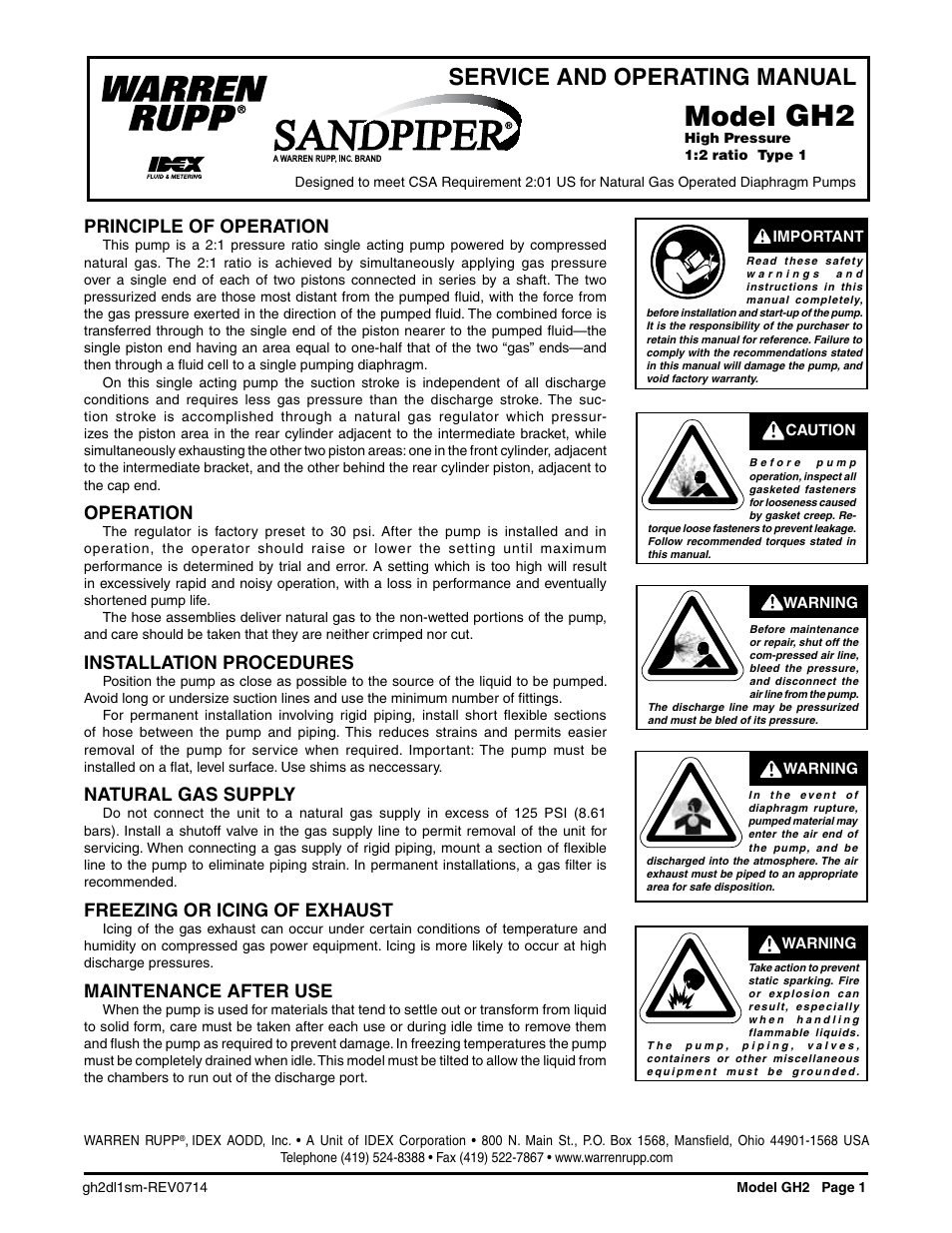 SANDPIPER GH2 User Manual | 9 pages