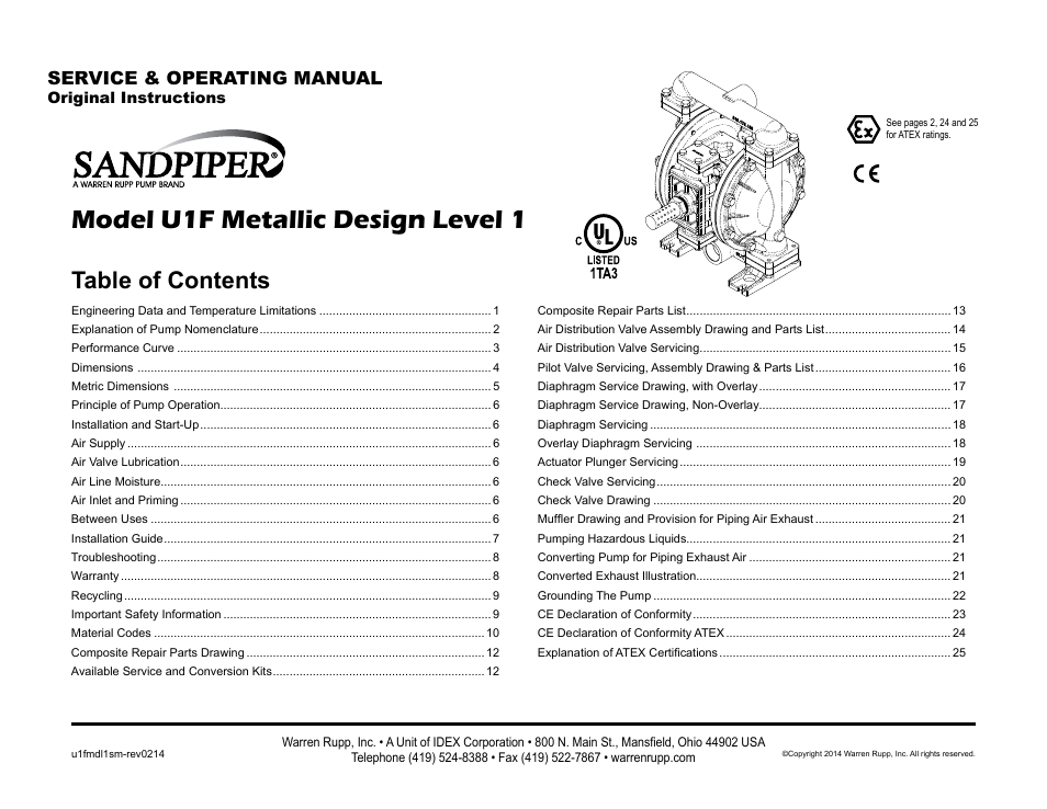 SANDPIPER U1F User Manual | 27 pages