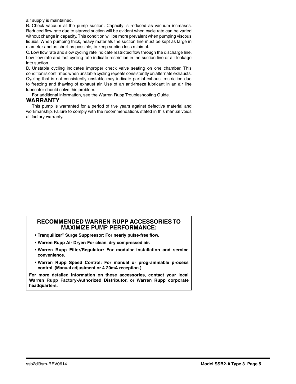 Warranty | SANDPIPER SSB2-A User Manual | Page 7 / 14