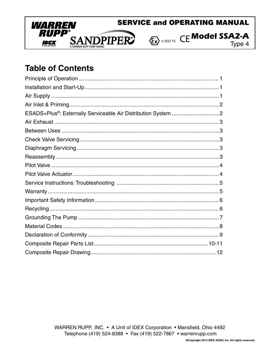 SANDPIPER SSA2-A User Manual | 14 pages
