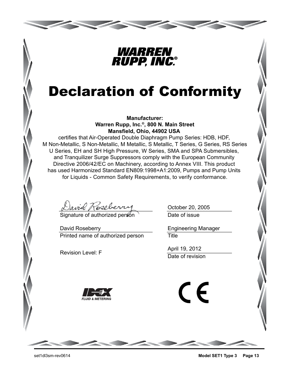 Declaration of conformity | SANDPIPER SET1 User Manual | Page 14 / 14