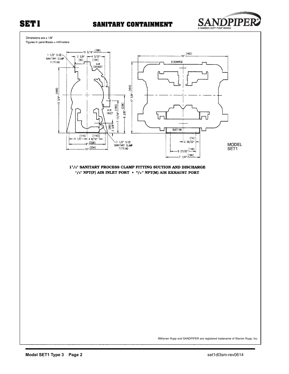 Set1-a set2-a, Sanitary containment | SANDPIPER SET1 User Manual | Page 3 / 14