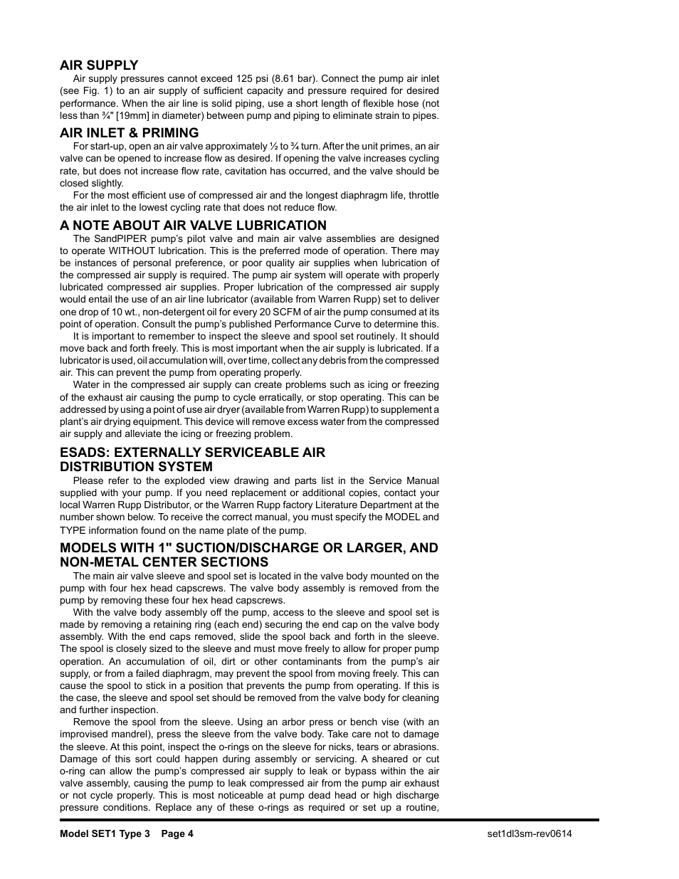 Air supply, Air inlet & priming | SANDPIPER SET1 User Manual | Page 5 / 14