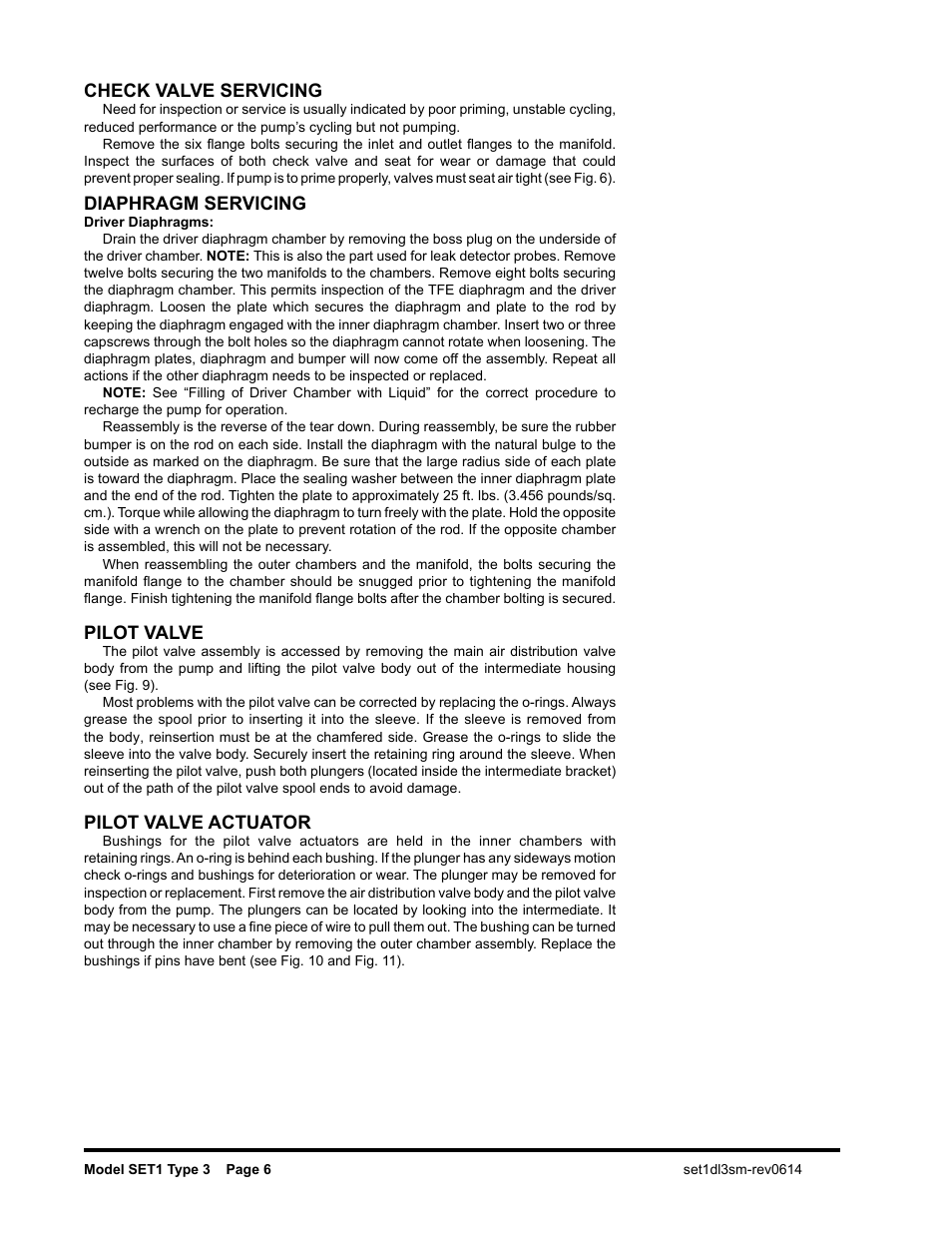 Check valve servicing, Diaphragm servicing, Pilot valve | Pilot valve actuator | SANDPIPER SET1 User Manual | Page 7 / 14
