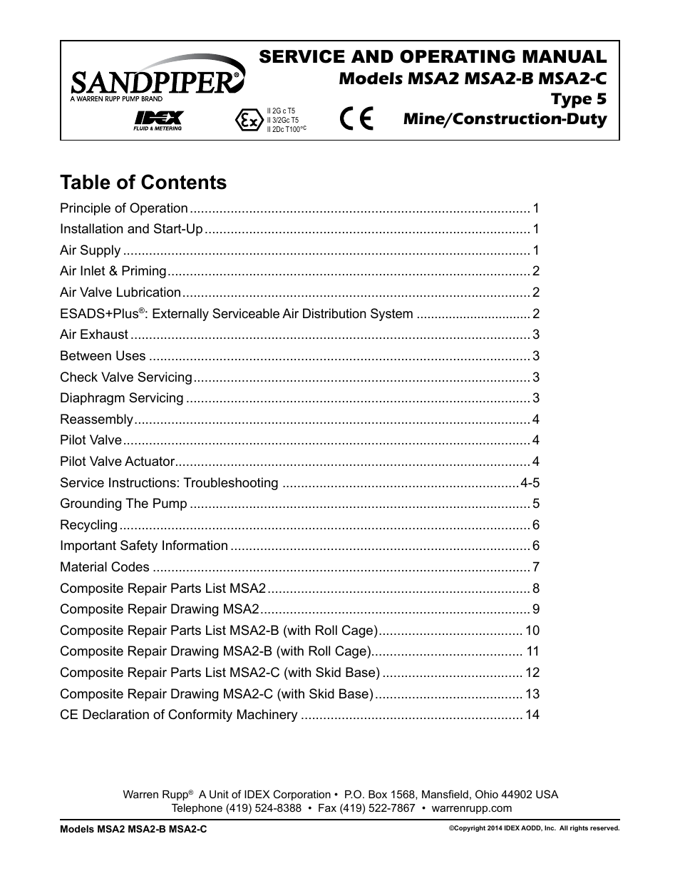 SANDPIPER MSA2-C User Manual | 16 pages