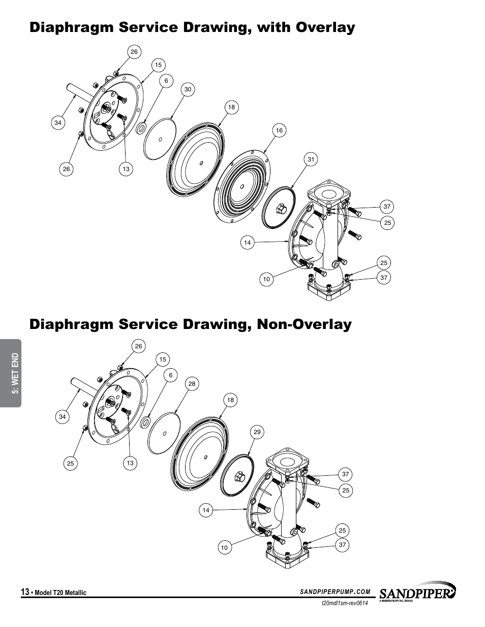 Model specific, Wet end | SANDPIPER T20 User Manual | Page 16 / 19