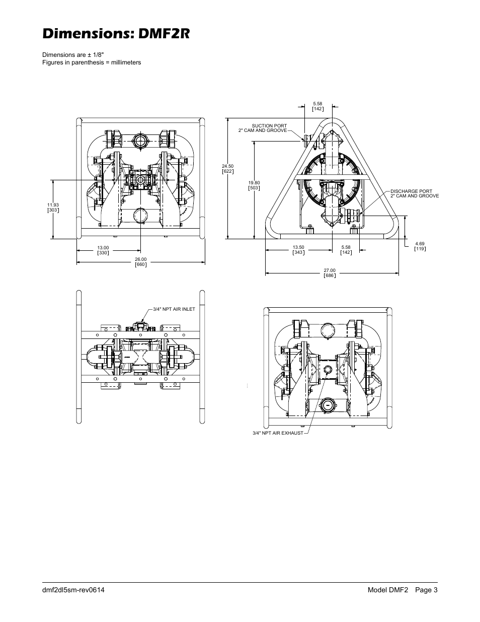 Dimensions: dmf2r | SANDPIPER DMF2S User Manual | Page 5 / 23