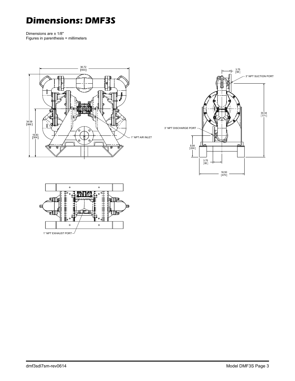 Dimensions: dmf3s | SANDPIPER DMF3S User Manual | Page 5 / 18