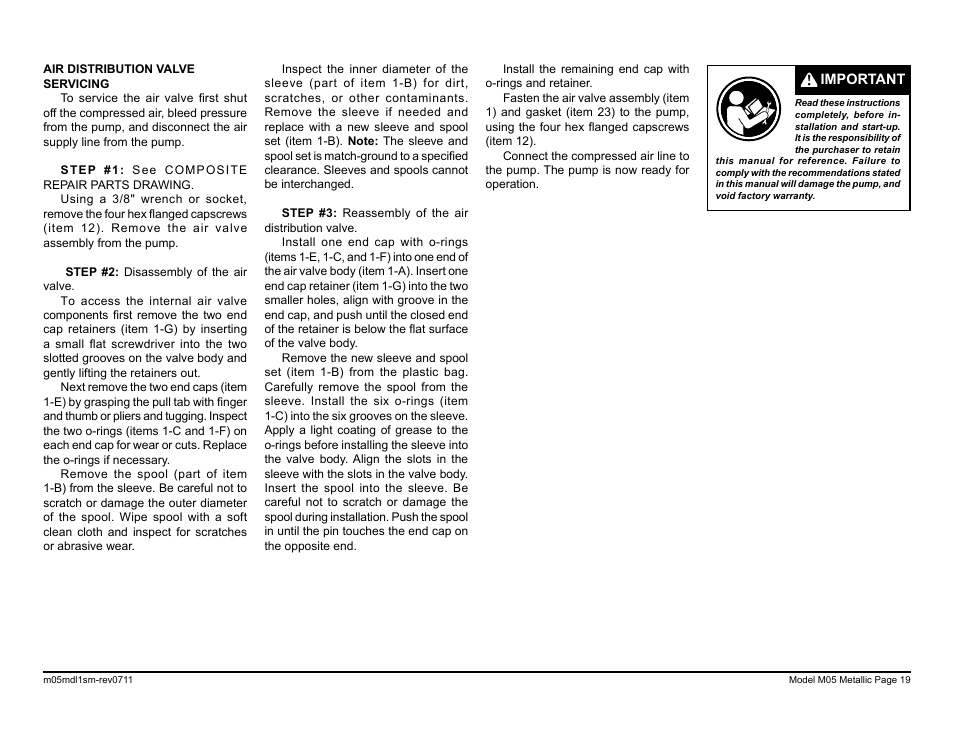 SANDPIPER M05 Metallic User Manual | Page 21 / 40