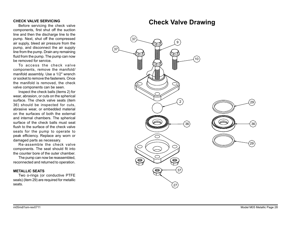 Check valve drawing | SANDPIPER M05 Metallic User Manual | Page 30 / 40