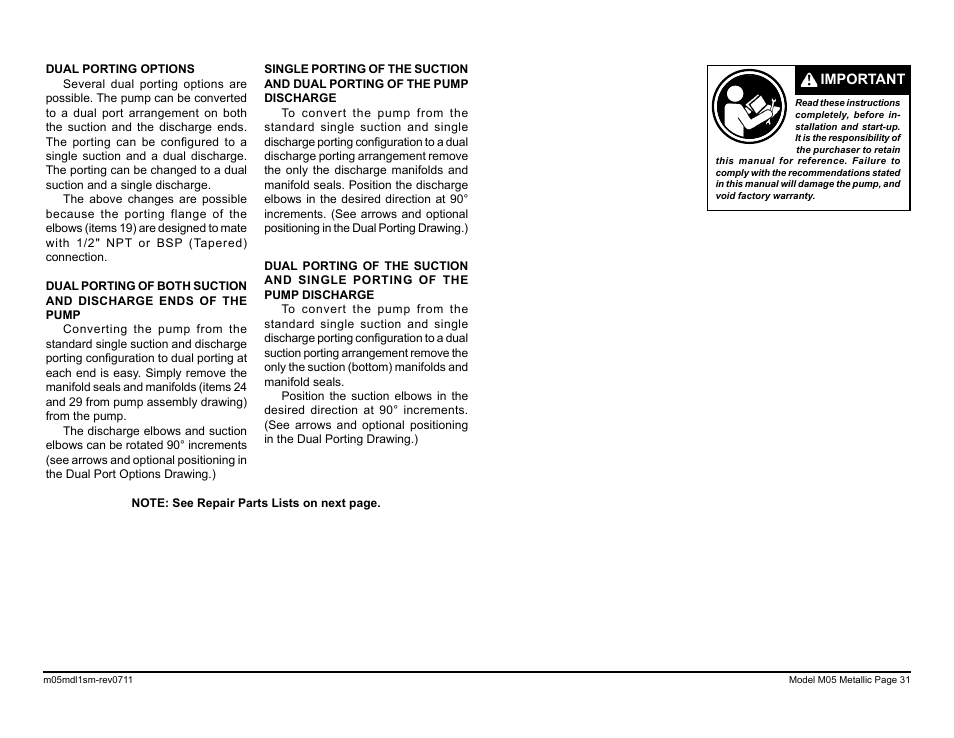 SANDPIPER M05 Metallic User Manual | Page 33 / 40