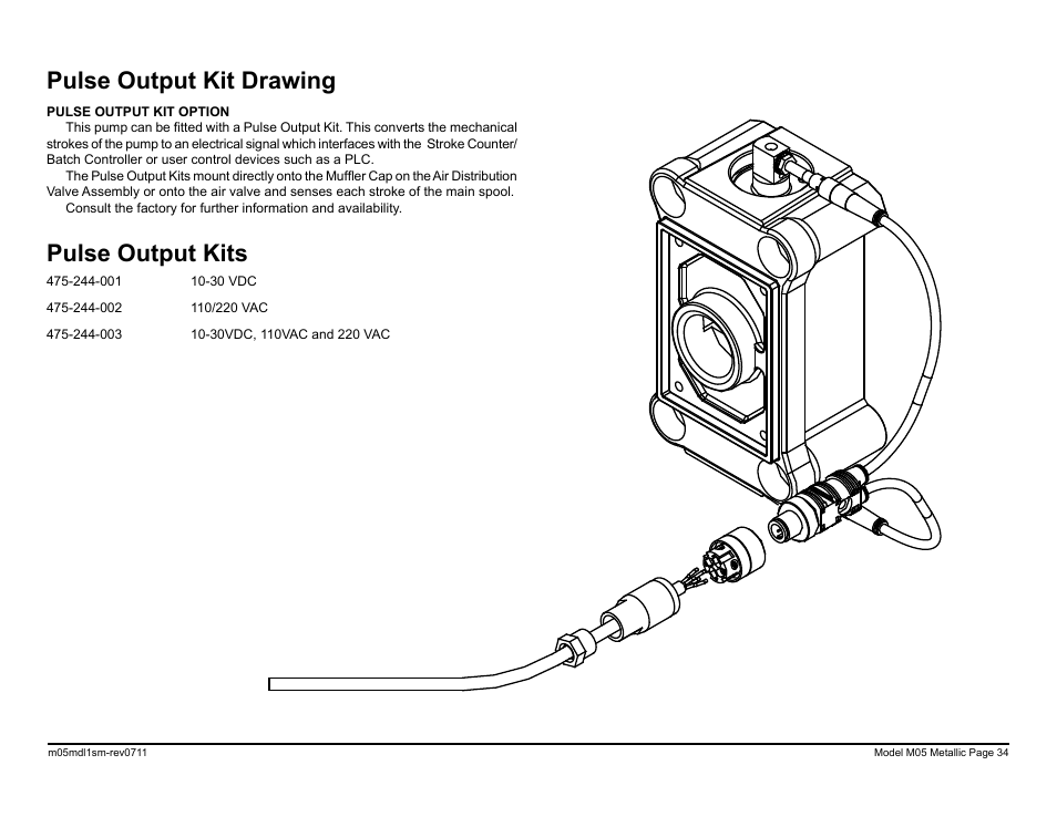 Pulse output kit drawing pulse output kits | SANDPIPER M05 Metallic User Manual | Page 36 / 40