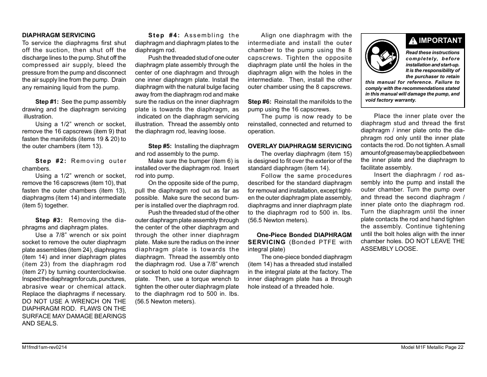 SANDPIPER M1F Metallic User Manual | Page 24 / 34