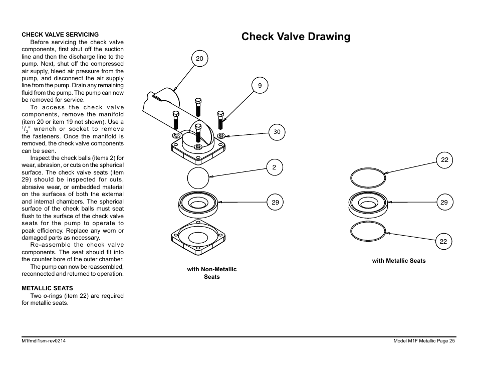 Check valve drawing | SANDPIPER M1F Metallic User Manual | Page 27 / 34