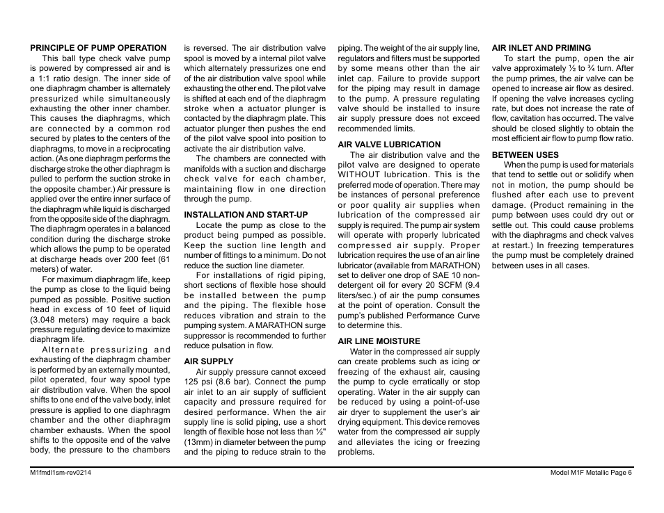 SANDPIPER M1F Metallic User Manual | Page 8 / 34