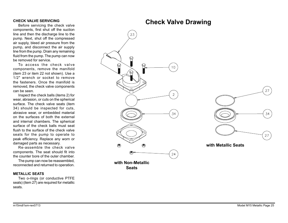 Check valve drawing | SANDPIPER M15 Metallic User Manual | Page 27 / 34