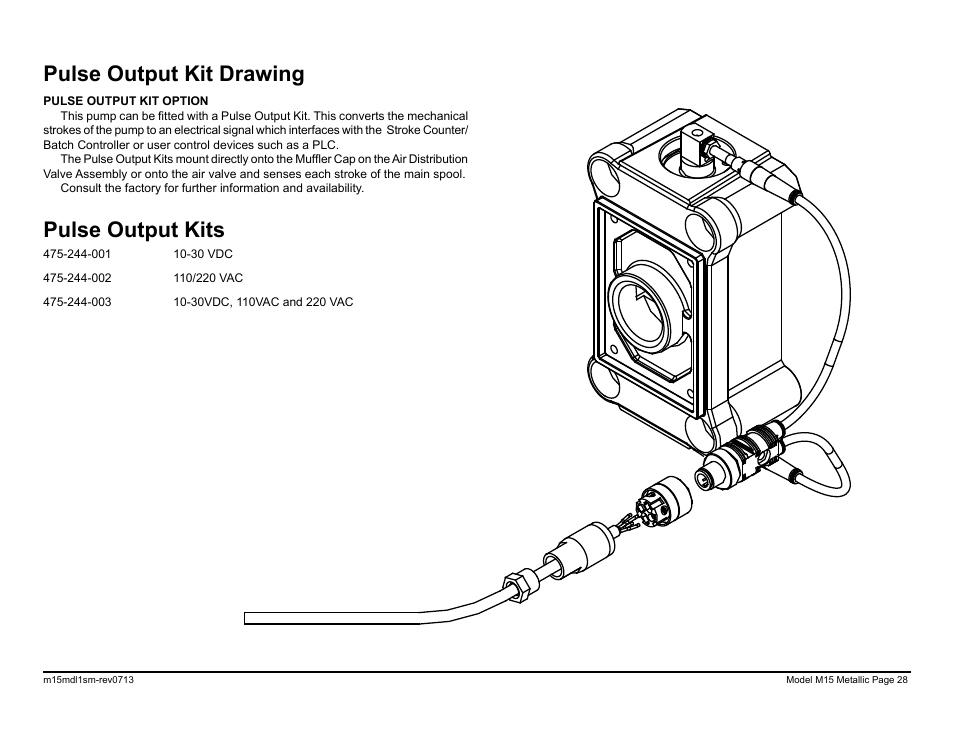 Pulse output kit drawing pulse output kits | SANDPIPER M15 Metallic User Manual | Page 30 / 34