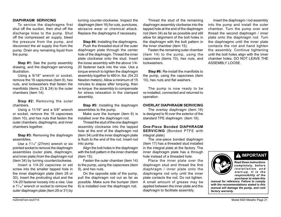 SANDPIPER M20 Metallic User Manual | Page 23 / 33