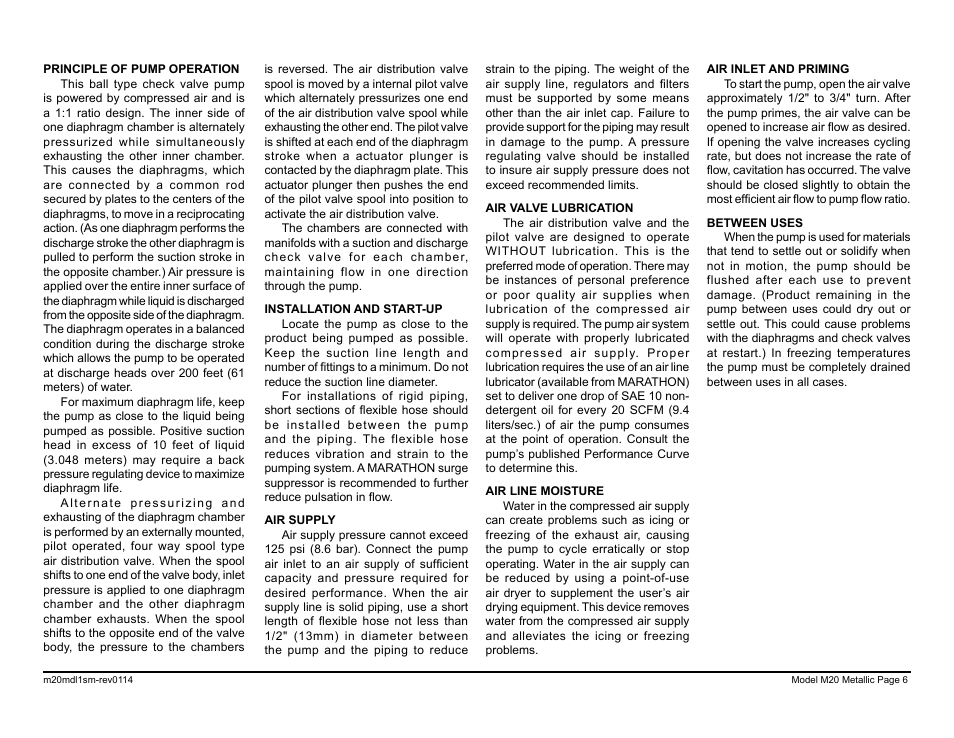 SANDPIPER M20 Metallic User Manual | Page 8 / 33
