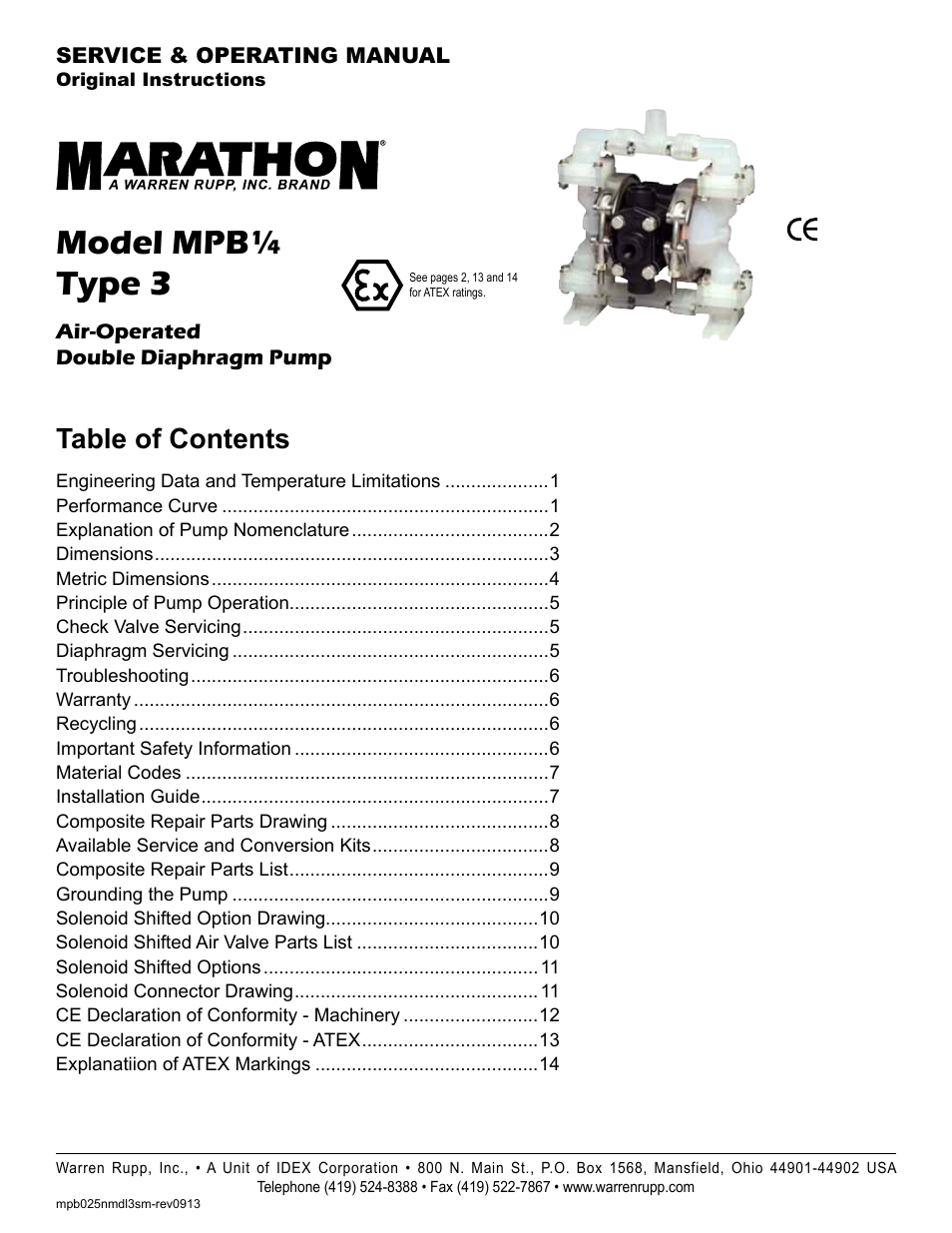 SANDPIPER MPB 1/4 User Manual | 16 pages