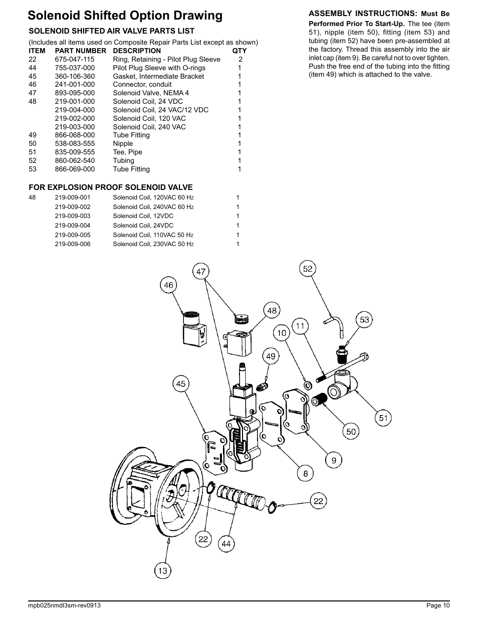 Solenoid shifted option drawing | SANDPIPER MPB 1/4 User Manual | Page 12 / 16