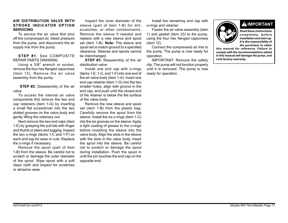 SANDPIPER M07 Non-Metallic User Manual | Page 19 / 35