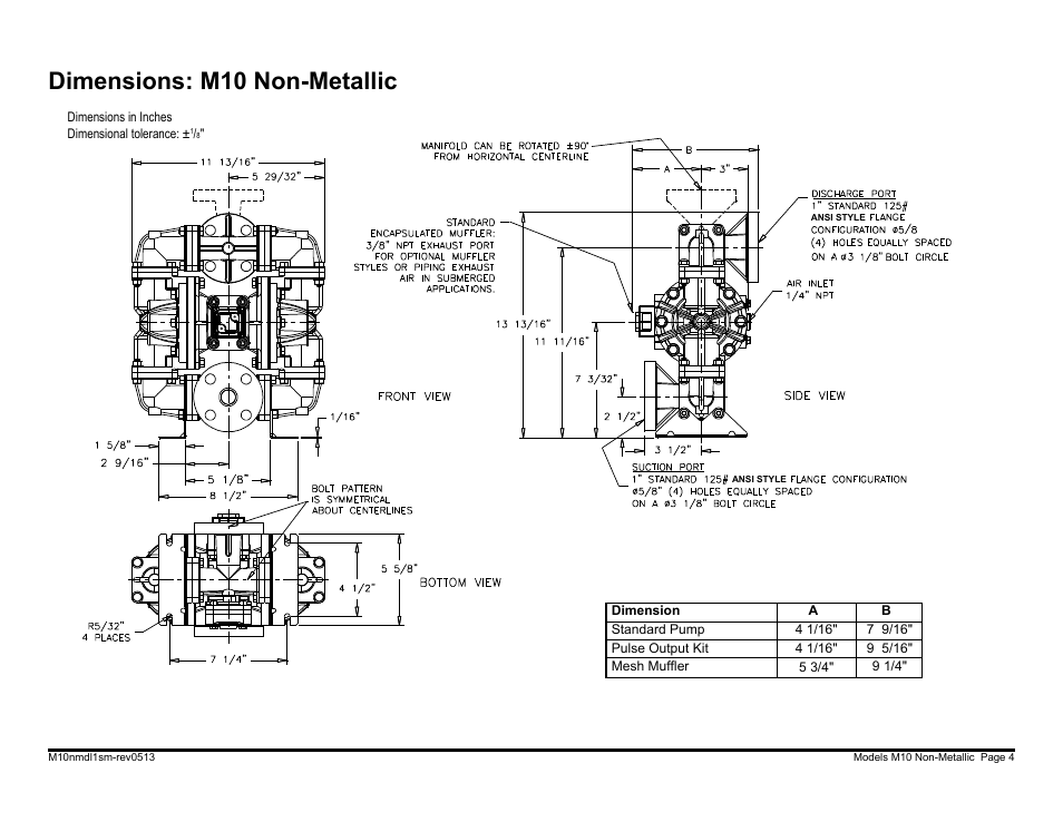 Dimensions: m10 non-metallic | SANDPIPER M10 Non-Metallic User Manual | Page 6 / 30