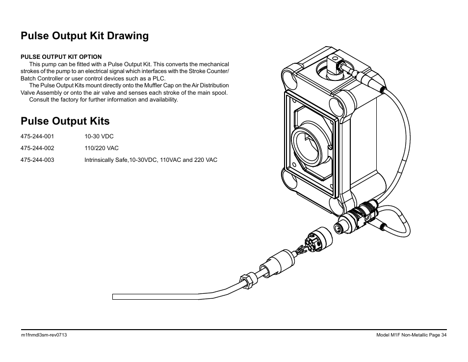 Pulse output kit drawing pulse output kits | SANDPIPER M1F Non-Metallic User Manual | Page 36 / 41