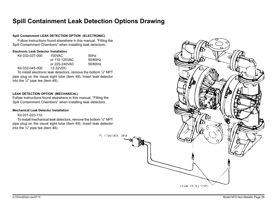 Spill containment leak detection options drawing | SANDPIPER M15 Non-Metallic User Manual | Page 30 / 36