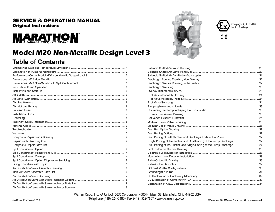 SANDPIPER M20 Non-Metallic User Manual | 36 pages