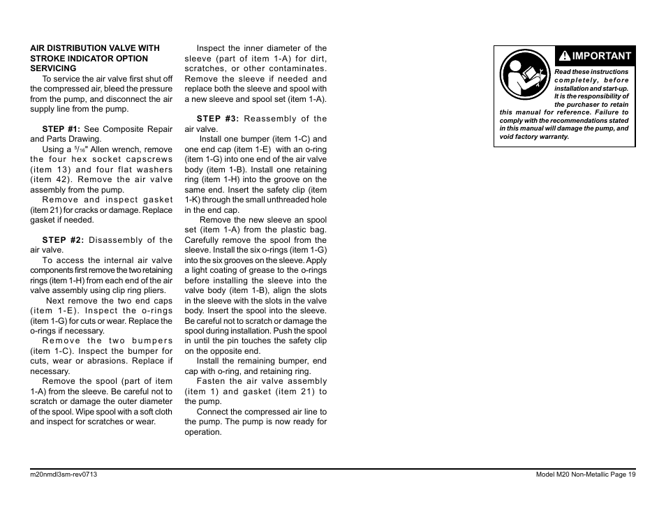 SANDPIPER M20 Non-Metallic User Manual | Page 21 / 36