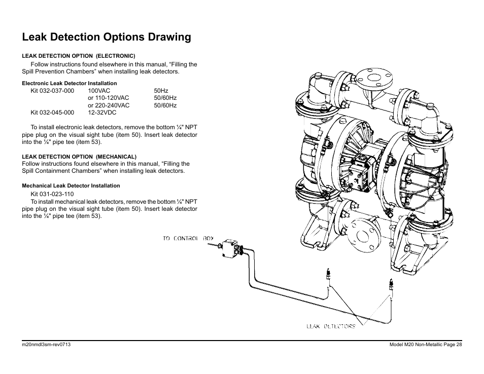 Leak detection options drawing | SANDPIPER M20 Non-Metallic User Manual | Page 30 / 36