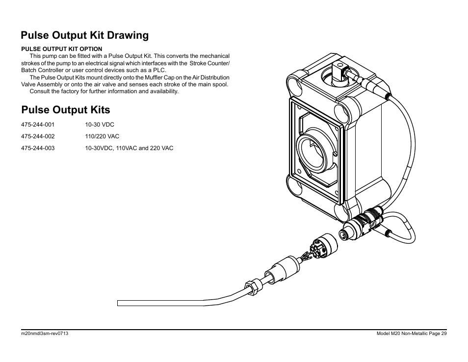 Pulse output kit drawing pulse output kits | SANDPIPER M20 Non-Metallic User Manual | Page 31 / 36