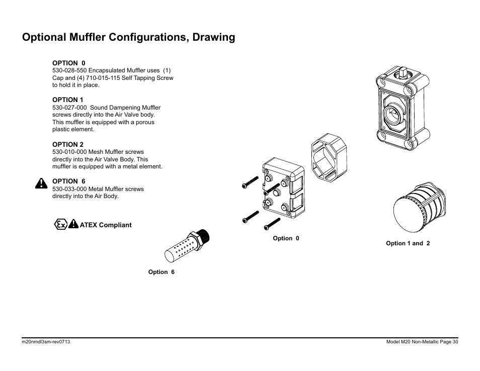 Optional muffler configurations, drawing | SANDPIPER M20 Non-Metallic User Manual | Page 32 / 36