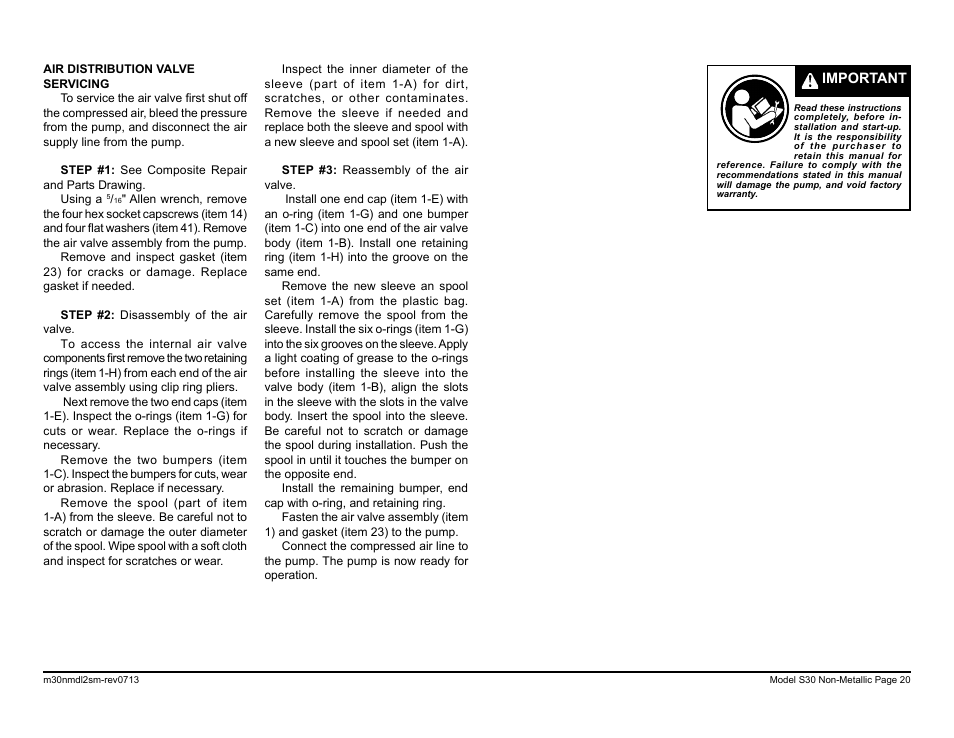 SANDPIPER M30 Non-Metallic User Manual | Page 22 / 38