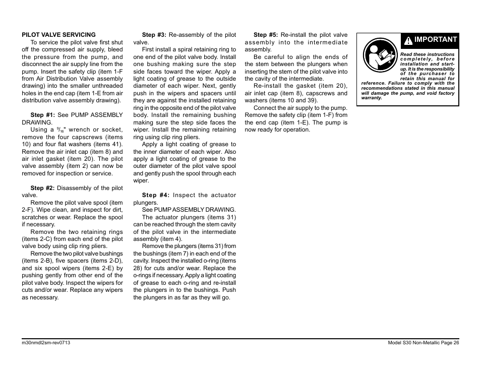 SANDPIPER M30 Non-Metallic User Manual | Page 28 / 38
