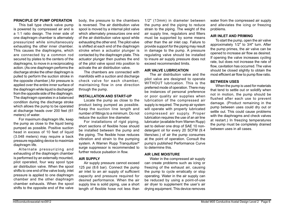 SANDPIPER M05 Conductive Acetal User Manual | Page 8 / 26