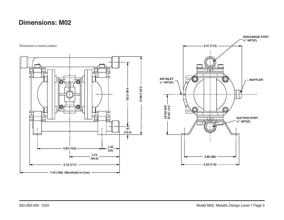 Dimensions: m02 | SANDPIPER M02 Metallic User Manual | Page 4 / 11