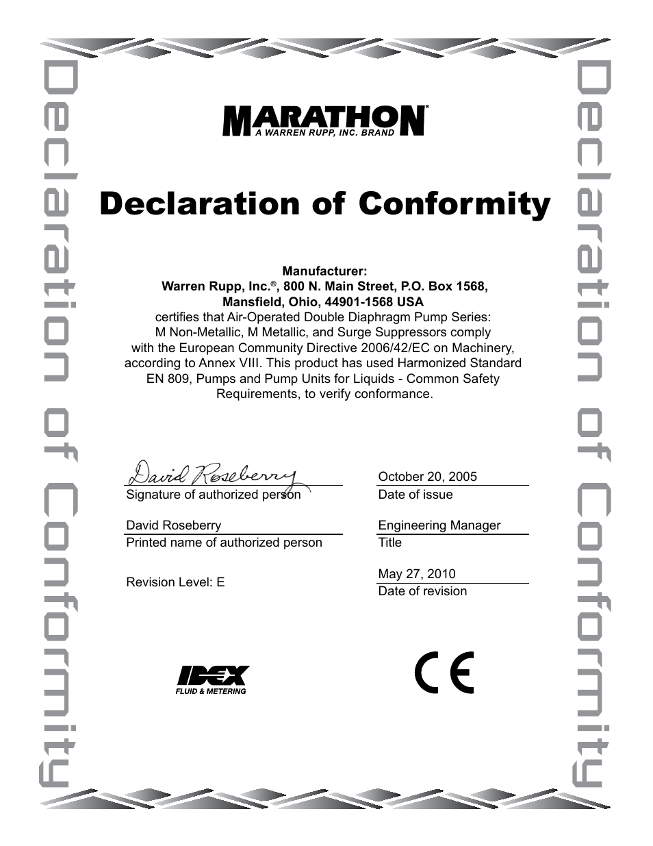 Declaration of conformity | SANDPIPER MHDF25 User Manual | Page 17 / 19