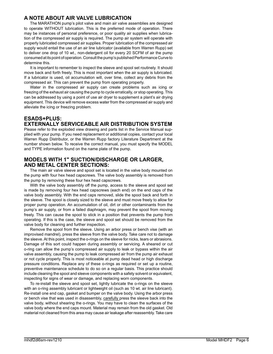 SANDPIPER MHDF2 User Manual | Page 8 / 20