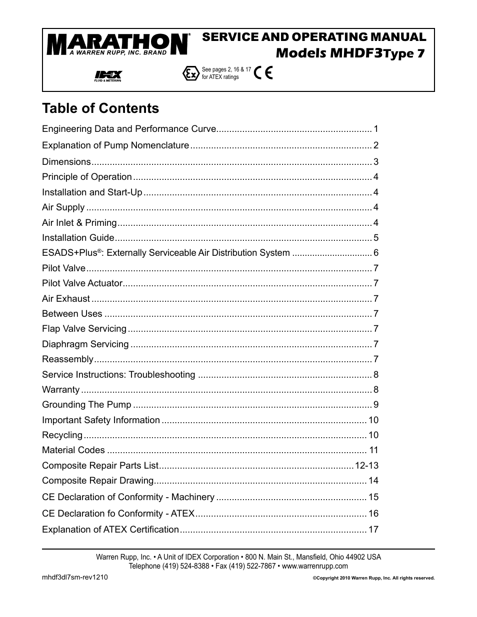 SANDPIPER MHDF3 User Manual | 19 pages