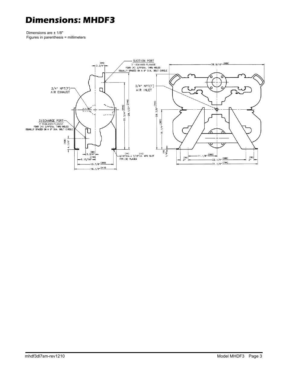 Dimensions: mhdf3 | SANDPIPER MHDF3 User Manual | Page 5 / 19